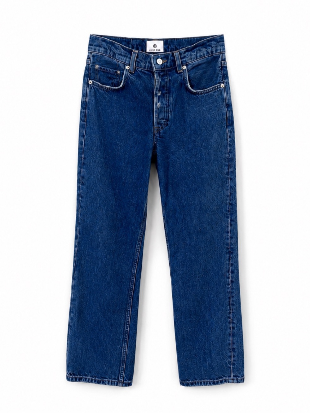 Anine Bing “Kate” High Rise Straight Leg Distressed Button Fly Denim Size 26 EUC